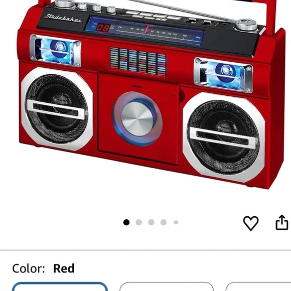 Studebaker 80’s Retro Street Bluetooth Boom Box- Red . New In Box - Never Opened - Picture 5 of 12